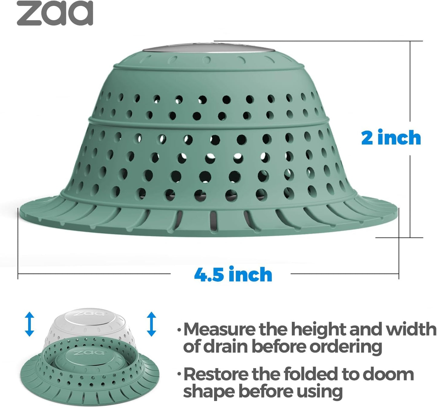 Bathtub Drain Strainer Silicone Bathroom Stopper Fixture Accessories | 2-Pack Gray Collapsible Shower Drain Hair Catcher for Pop Up Tubs, Traps Hair Before Clogs, Easy Clean for Bathroom Sinks