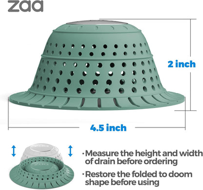 Bathtub Drain Strainer Silicone Bathroom Stopper Fixture Accessories | 2-Pack Gray Collapsible Shower Drain Hair Catcher for Pop Up Tubs, Traps Hair Before Clogs, Easy Clean for Bathroom Sinks