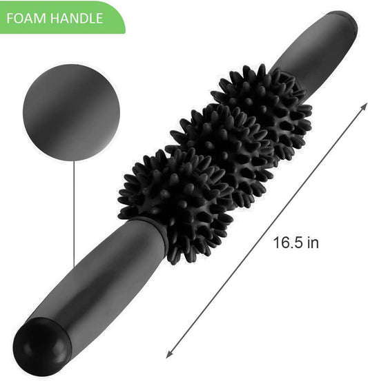 Coolife Fascia Muscle Roller, Cellulite Massager, Fascia Roller Stick | for Cellulite and Sore Muscles - Neck, Leg, Back, Body Deep Tissue Massage Stick Tools - 3 Balls Size Version