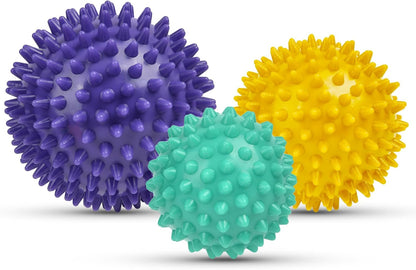 URAQT Spiky Massage Ball Set, 2 Pack Physical Therapy Massage Balls, Hard Lacrosse Ball & Spiky Massage Ball for Myofascial Release and Trigger Point Deep Tissue Massage (Purple)