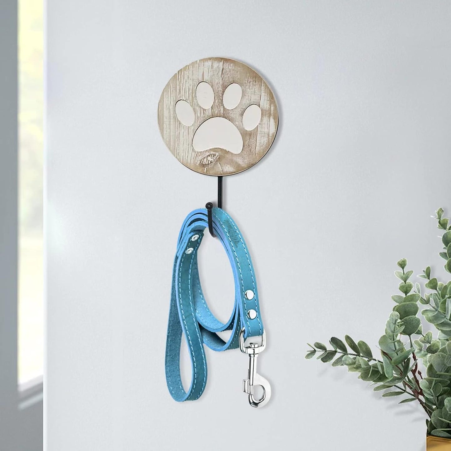 Vintage Style Dog Paw Wall Mounted Dog Leash Hooks Rustic Farmhouse Leash Holder Hook for Dog Leash on Wall