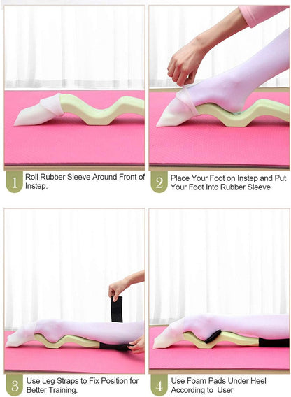 Daydance Kids Women Ballet Foot Stretcher Wooden Arch Enhancer Set with Resitance Bands, for Ballet, Gymnastics, Yoga