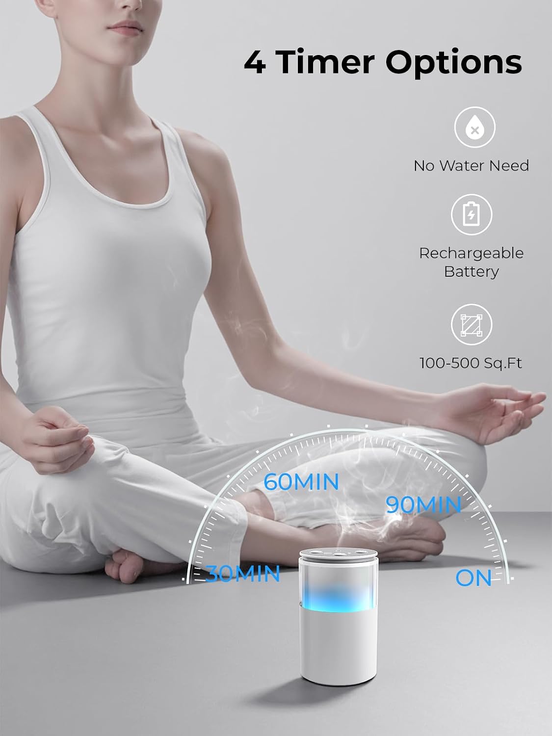 Waterless Essential Oil Diffuser: 𝟗-𝐂𝐨𝐥𝐨𝐫 𝐋𝐄𝐃 for Home
