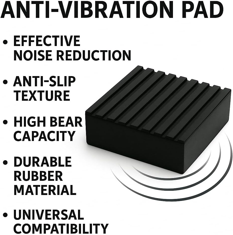 4 Pack Heavy-Duty Anti-Vibration Pads – Solid Rubber 4"x4"x1" | Noise Dampening, Slip-Resistant Pads for Air Compressor, Generator, Washer, Dryer, HVAC Equipment