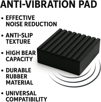 4 Pack Heavy-Duty Anti-Vibration Pads – Solid Rubber 4"x4"x1" | Noise Dampening, Slip-Resistant Pads for Air Compressor, Generator, Washer, Dryer, HVAC Equipment