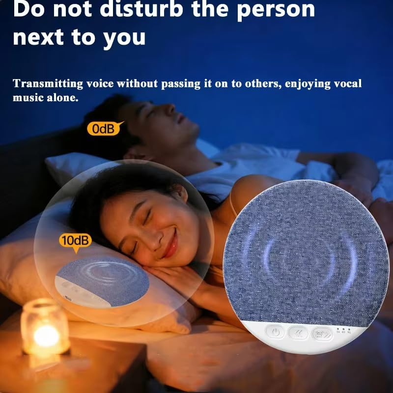 Under Pillow Speaker for Sleeping, Mini Bone Conduction Bluetooth Sleep Aid, Stereo Bass, Volume Control, TF Card Support, Plastic, Battery Powered, Blue