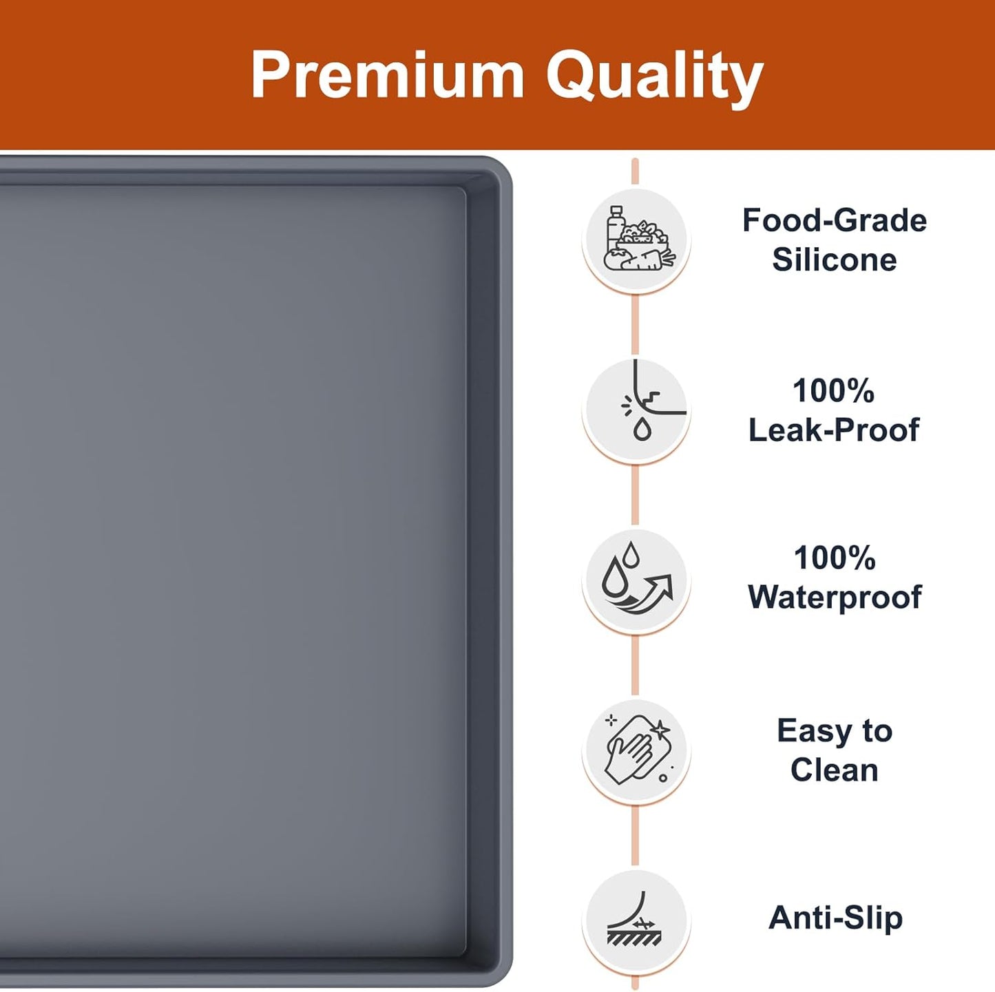 34" x 22" Extra Thick Silicone Mat Waterproof with Raised Edge, | Under Sink Mat for Kitchen & Bathroom, Kitchen Cabinet Liner, Multi-Purpose for Storage & Protection