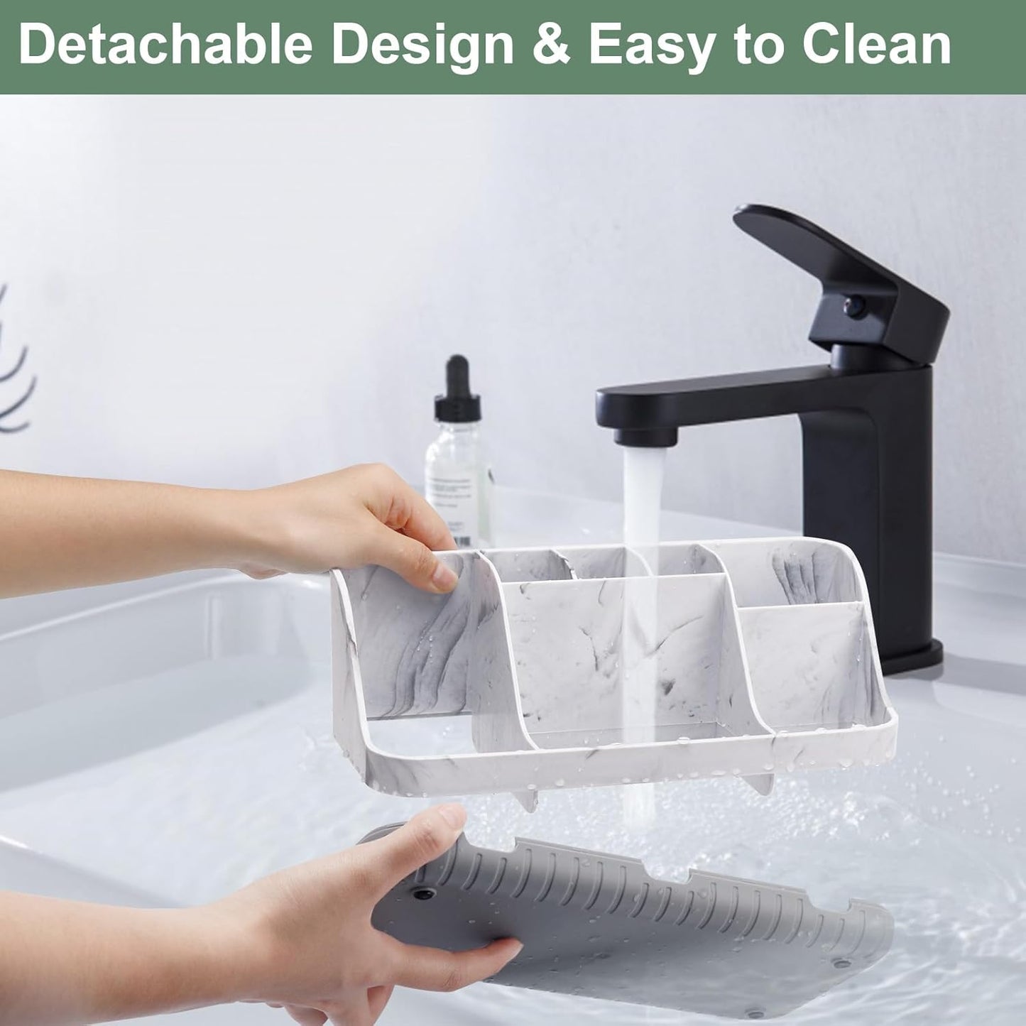 GFWARE Black Toothbrush Holder - 7 Slots Bathroom Organizer Countertop with Drainage Matte Black Electric Toothbrush and Toothpaste Holder for Bathroom Accessories Organization Vanity Sink Storage | Detachable 7 Slots Matte Black Kid Electric Toothbrush