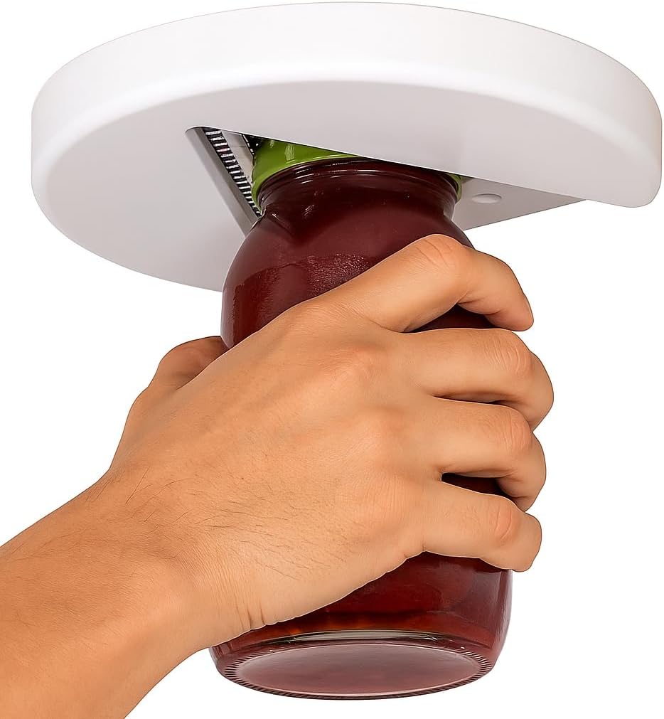 Under Cabinet Jar Openers for Weak Hands, Jar Opener for Seniors, Arthritis One Handed Gadget & Bottle Opener, Essential Kitchen Gadgets for Home Assistance Heavy-Duty Grip Tool for All Jar Sizes