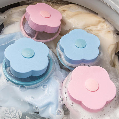 8 PCS Hair Filter Bag Floating Lint Catcher for Washing Machine Pet Hair Catcher Flowers Shape Lint Trap Cleaning Tool Reusable Washing Hair Filter Cleaning Mesh Bag Dog Cat Hair Remover for Laundry