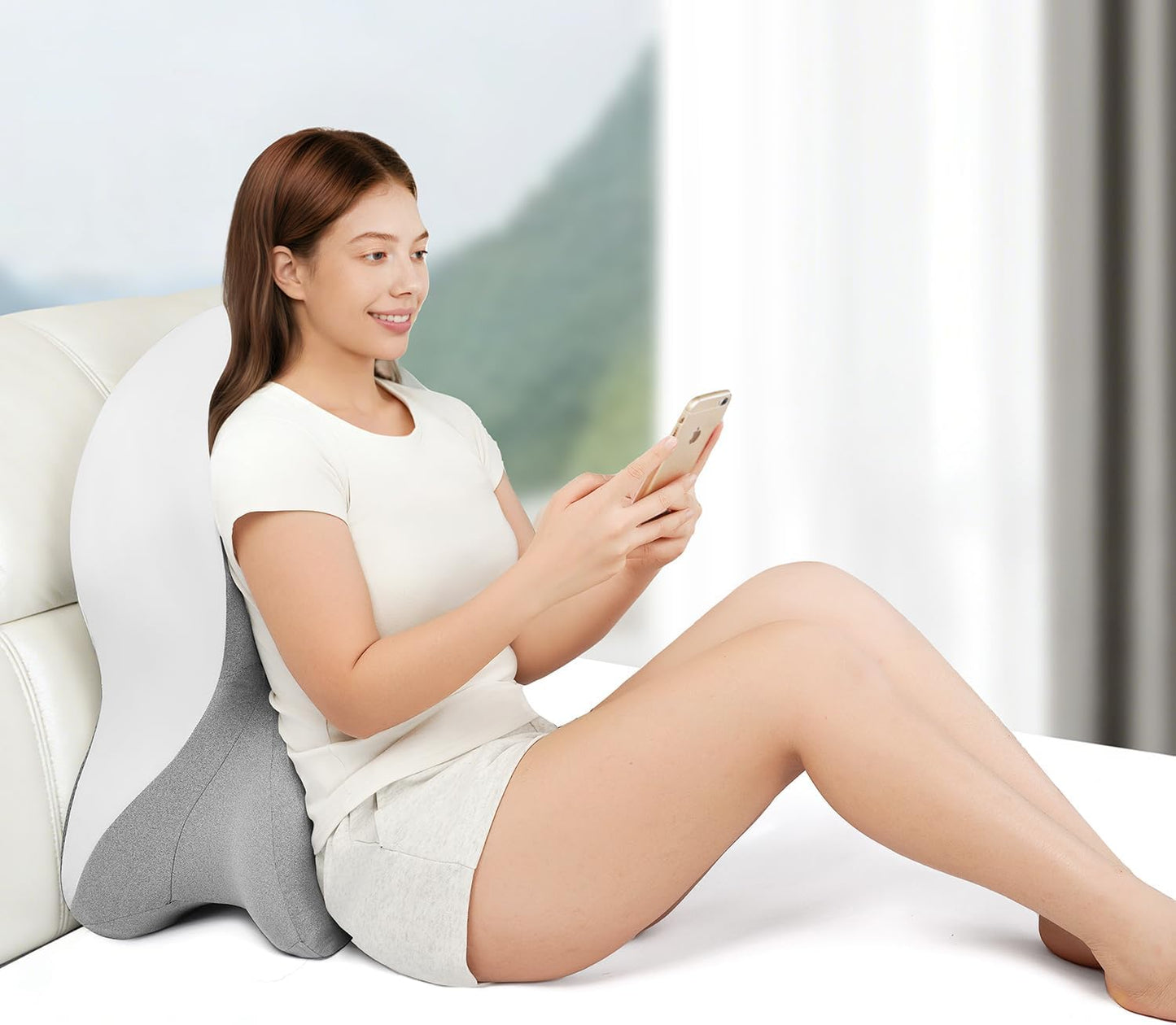Memory Foam Ergonomic Wedge Pillow, Reading Pillow for Bed, Headboard Pillow Support for Back Pain, Acid Reflux & Sitting Up, Ideal for Massage with Removable Cover