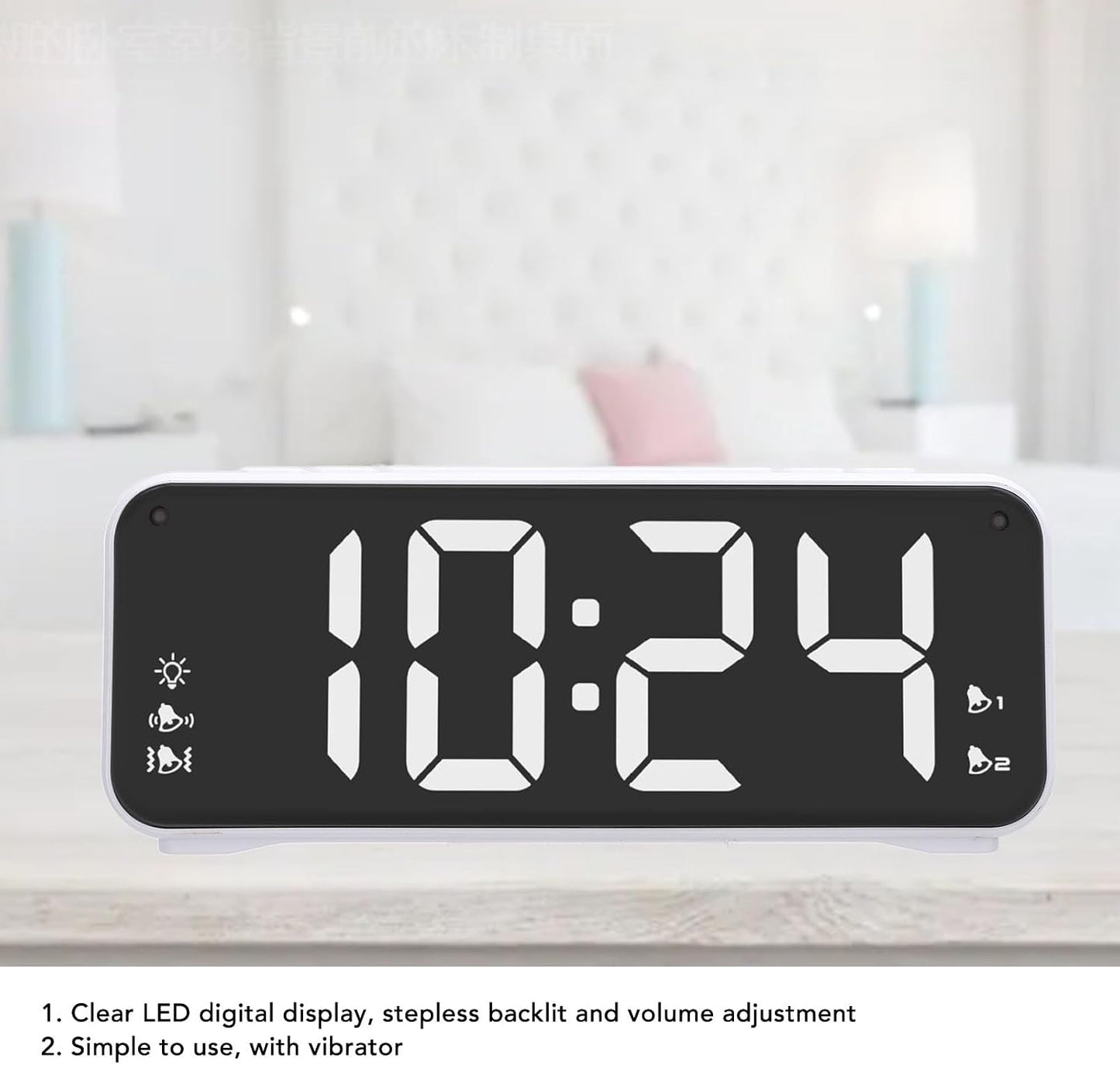 LoudVibrating Alarm Clock for Heavy Sleepers, Alarm Clock with Bed Shaker, Large LED Digital Display AlarmClock with Corded Vibrator for Hearing Impaired Deaf Teens