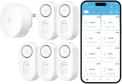 GoveeLife Upgraded Smart Water Leak Detector 1s with High Alarm, 4 Pack | 1804ft Ultra-Long Range, WiFi Water Sensor with SMS/Email/APP Push, 5Yr Battery Life,IP67, Suit for Home, Basement, Kitchen
