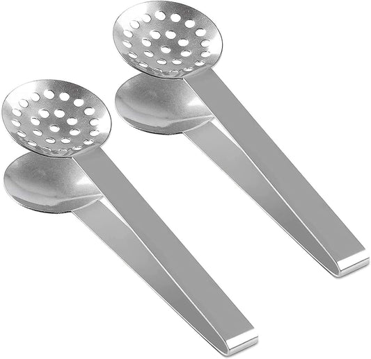 Tea Bag Squeezer, Stainless Steel Tea Bag Tongs, Tea Bag Strainer Grip Holder Tea Bag Squeezer Spoon Metal Lemon Slices Clip, Mini Tongs for Gripping Ice Cubes and Sugar (Pack of 2)