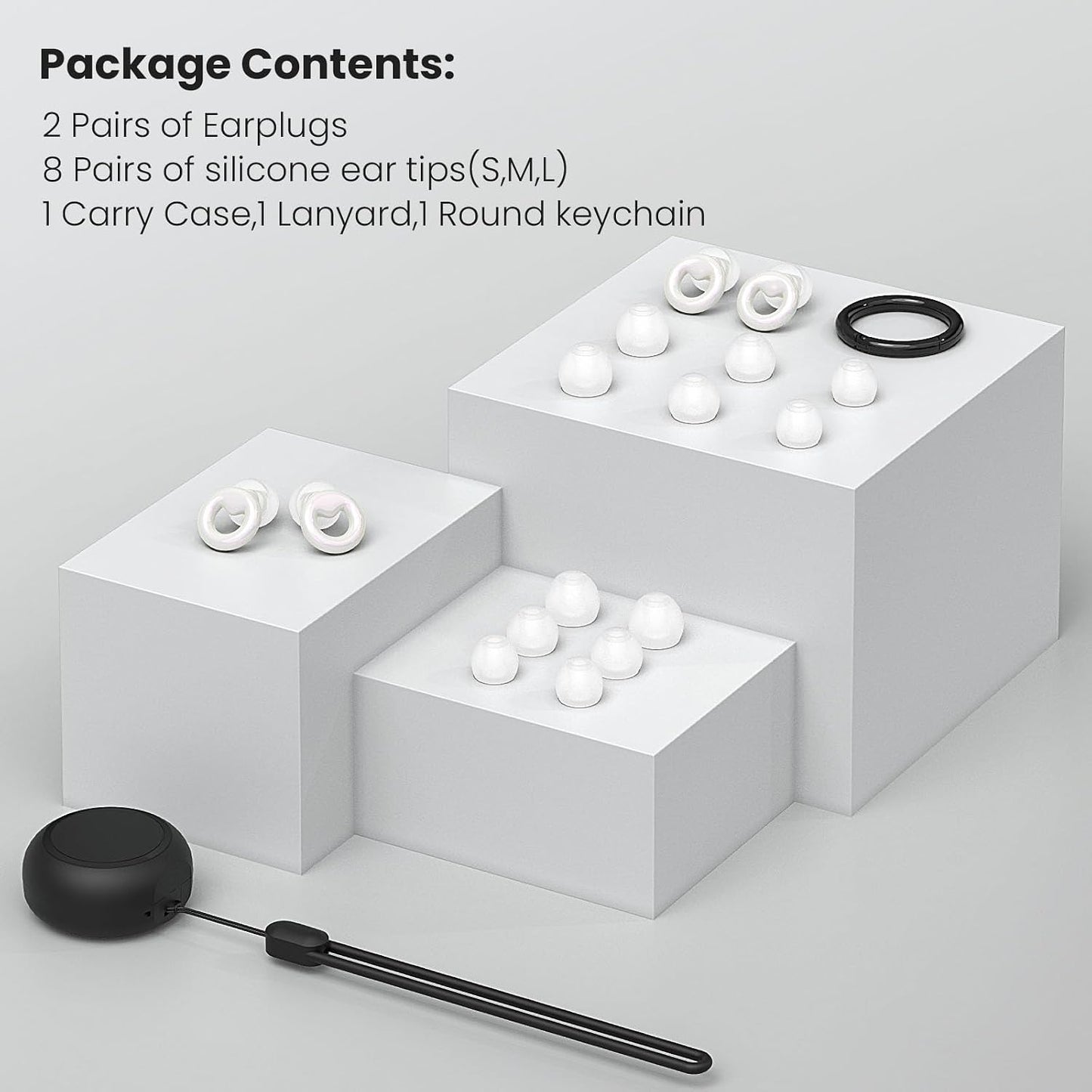 JUSTRVN Ear Plugs for Sleeping,2 Pairs of Stylish Reusable Noise Reduction Earplugs with 8 Pairs Tips & case,Hearing Protection Earplugs for Concert,Travel,Work,Live Events - 25dB-30dB