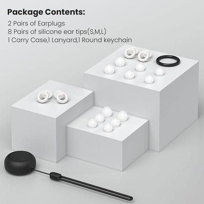 JUSTRVN Ear Plugs for Sleeping,2 Pairs of Stylish Reusable Noise Reduction Earplugs with 8 Pairs Tips & case,Hearing Protection Earplugs for Concert,Travel,Work,Live Events - 25dB-30dB