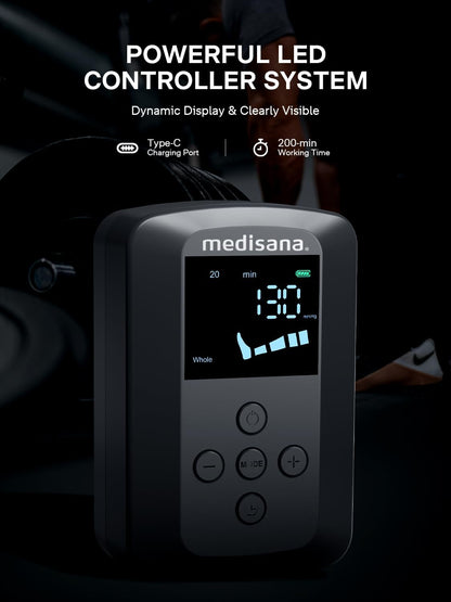 Medisana Leg Compression Massager, Cordless Rechargeable Air Pressure Boot with Multi-Customize Modes, Intensities & Timer, Leg Compression for Circulation (1 Pack)
