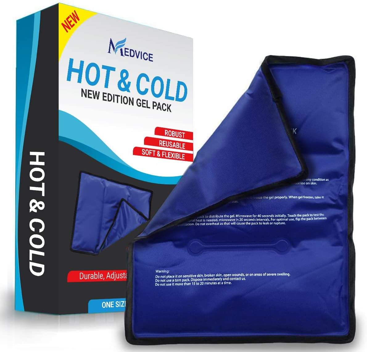Medvice Knee Ice Pack Wrap with Cold Compression for Pain Relief, Swelling | Knee Replacement Surgery, Arthritis & Injury Recovery, Adjustable Straps, Gel Ice Packs for Meniscus Tear & ACL Blue
