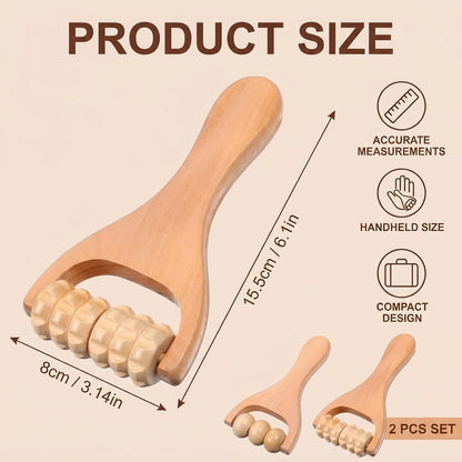 2pcs Massage Roller,Foot Roller,Wooden Massage Roller,Wood Therapy Massage Tools,Wooden Rollers For Massage,Natural Wood,Break Down Muscle Tightness,For Leg Thigh Arm Body Muscle Tissue Pain Relief