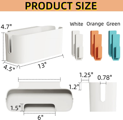 Bedside Organzier Caddy Hanging, Plastic Bunk Bed Shelf with Hooks, Large Storage Holder for Dorm Room Bed, Hospital Bed, Baby Bed Rails, 11 Lbs / 5 Kg Capacity (White)