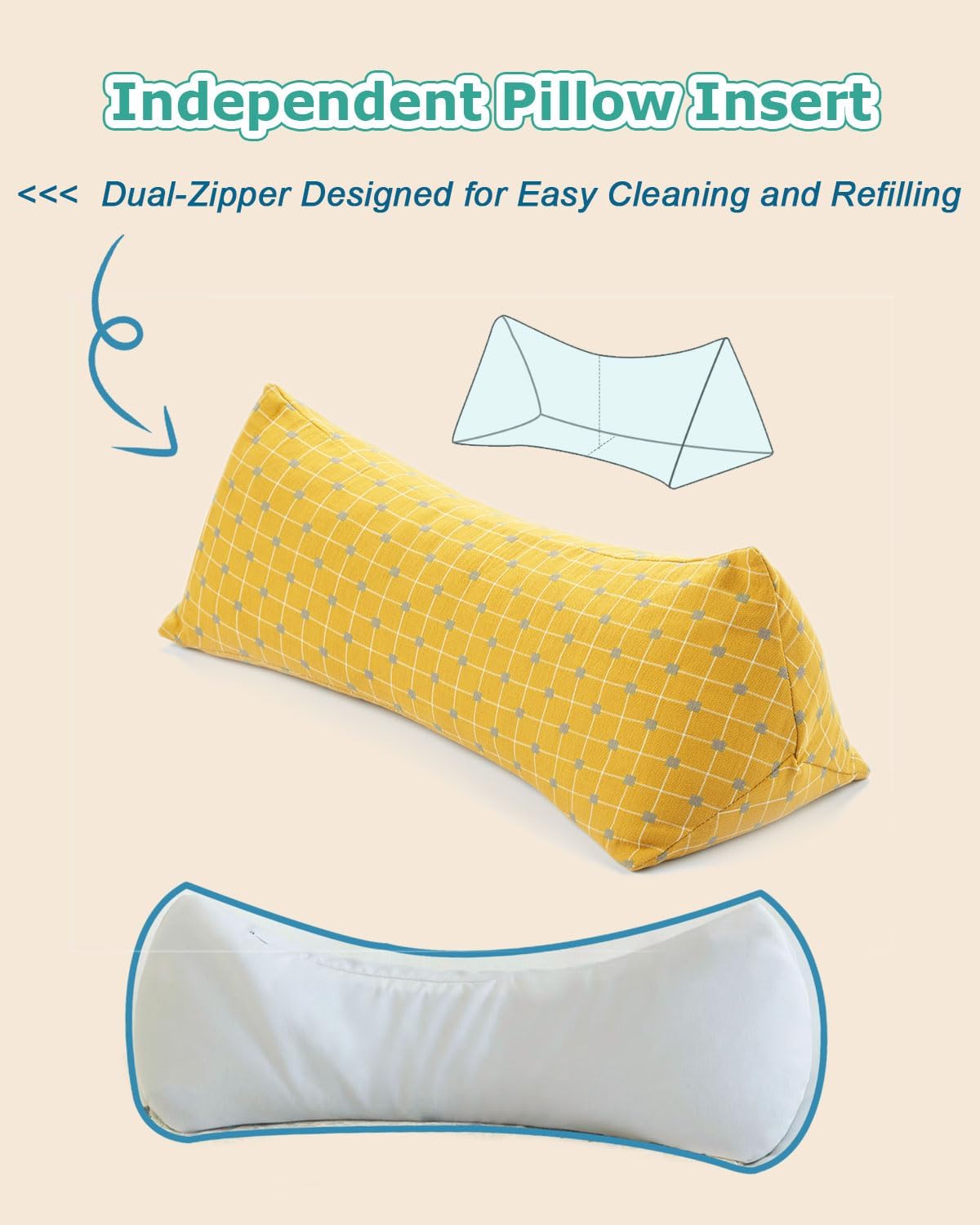 Cervical Buckwheat Neck Roll Pillow for Pain Relief, Firm Neck Support Bolster for Back Sleepers, Washable Cover, Ideal for Office Lunch Break, Blue 15 X 5 Inches