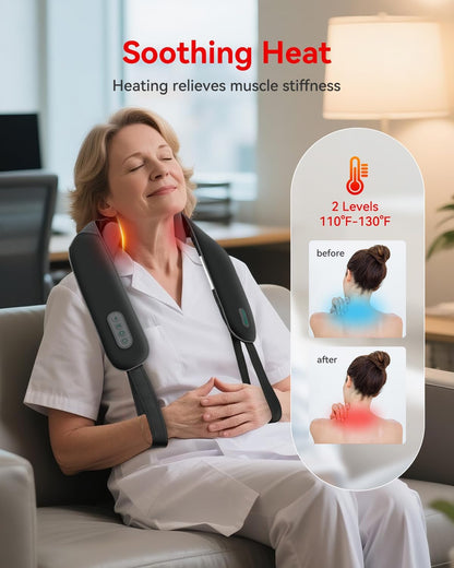Snailax Cordless Neck & Shoulder Massager with Kneading, Heat, USB-C