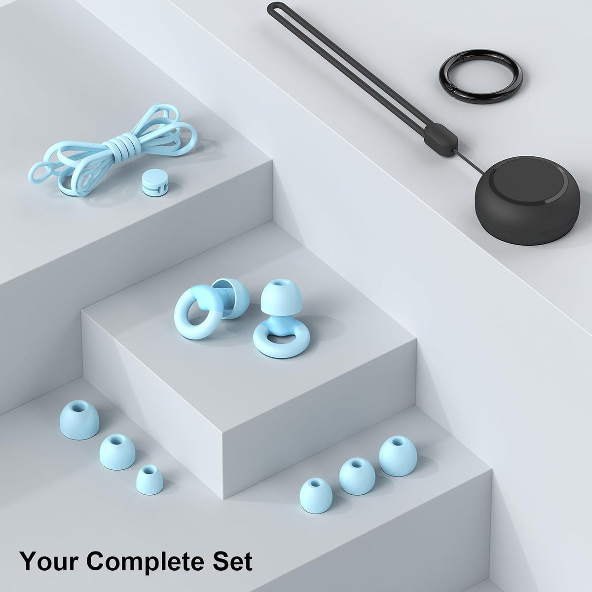 JUSTRVN Earplugs for Sleeping,Noise Reduction Soft Silicone Ear plugs with 7 Pairs Ear tips&One Connection Cord,Hearing Protection Reusable Earplugs for Sleeping,Concert,Work&Sound Reduction 25dB-30db