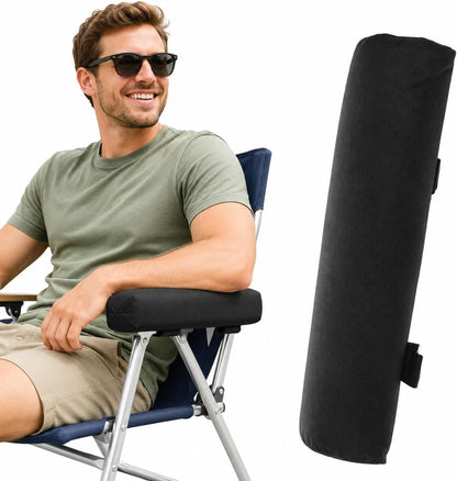 FOMIYES Outdoor Armrest Cushion Pad for Folding Beach Chair, Elbows Armrest Cover with Soft Padding, Black Arm Rest Pillow for Camping, Patio, Lawn Lounger Accessories