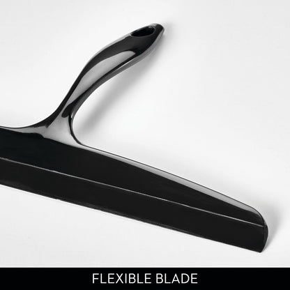 iDesign Plastic Bath Squeegee for Glass with Suction Hook Holder – 12", Clear