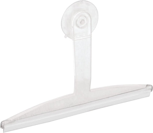 iDesign 22300 Plastic Plastic Suction Squeegee with Storage Hook Shower, Window, and Mirror Accessory for Master, Guest, Kids' Bathroom Cleaning, 12" x 10", Clear | Shower, Window, and Mirror Accessory, For Master, Guest, Kids' Bathroom Cleaning