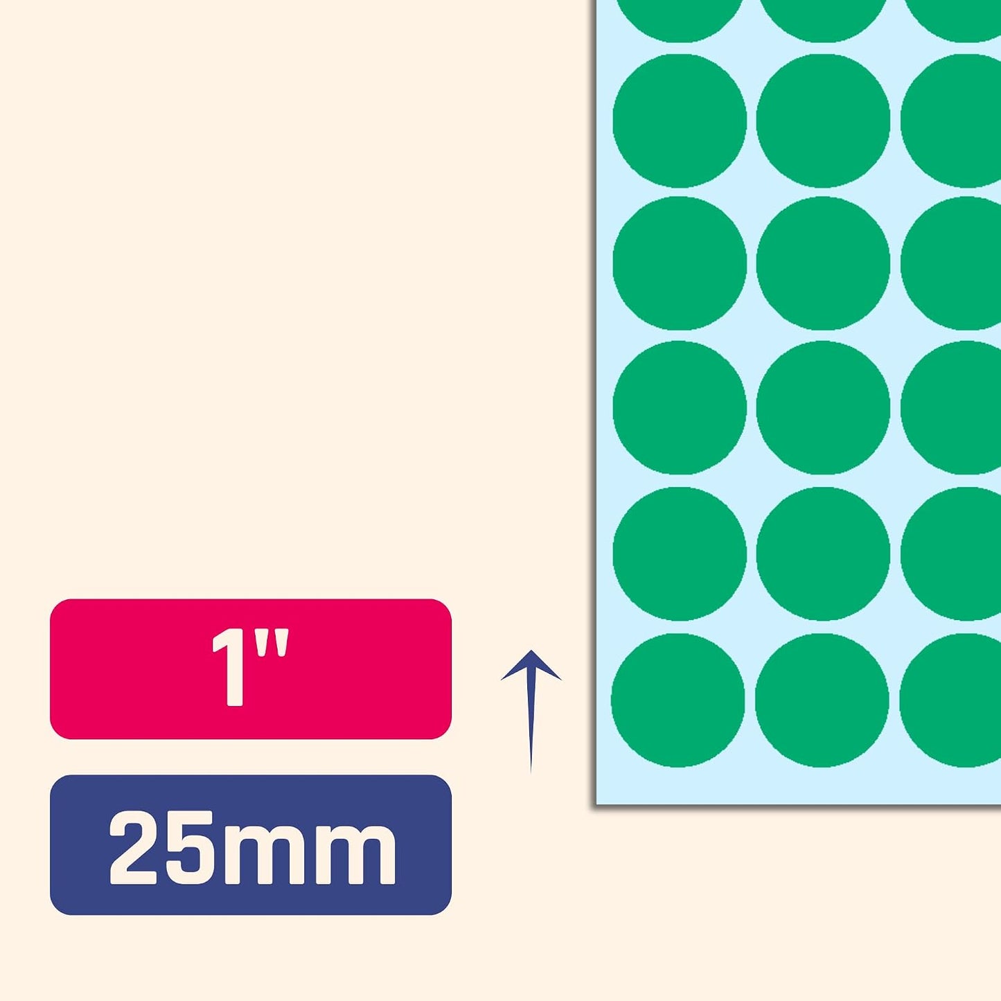 600 Pack, 1" Round Colored Dot Stickers Labels - 6 Colors