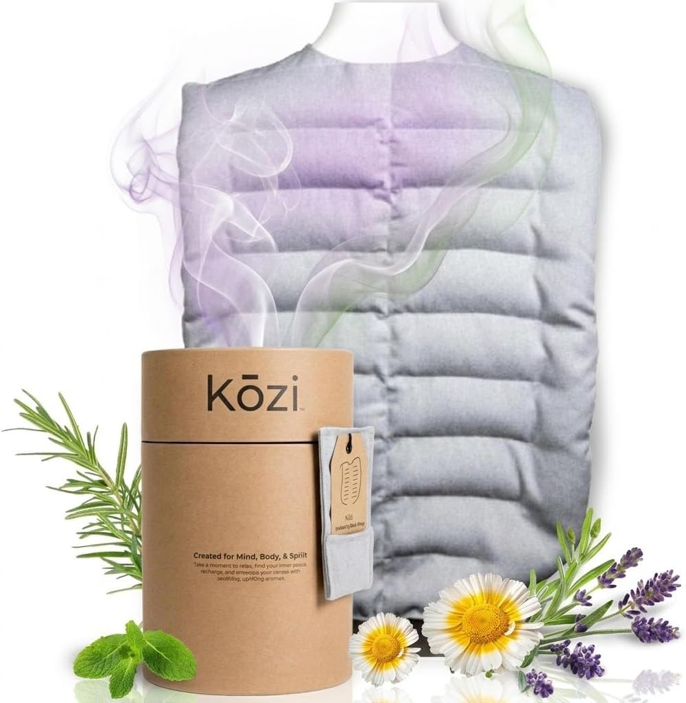 Kozi Weighted Heating Pad Microwavable|Hot & Cold Aromatherapy Neck and Back wrap|Moist Heat for Cramps, Muscles, Joints, Back, Neck and Shoulders, Heat Compress Pillow