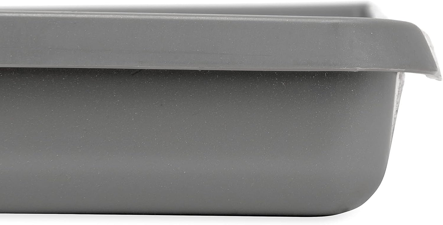 Camco Low Profile Washing Machine Drain Pan with PVC Fitting, 29 inch x 33 inch ID and 31 inch x 35 inch OD - Protects Your Floors from Washing Machine Leaks - Easy to Use - Pewter - 20788