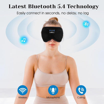 MUSICOZY 3D Sleep Headphones Bluetooth 5.4 Sleep Mask with HD Speakers