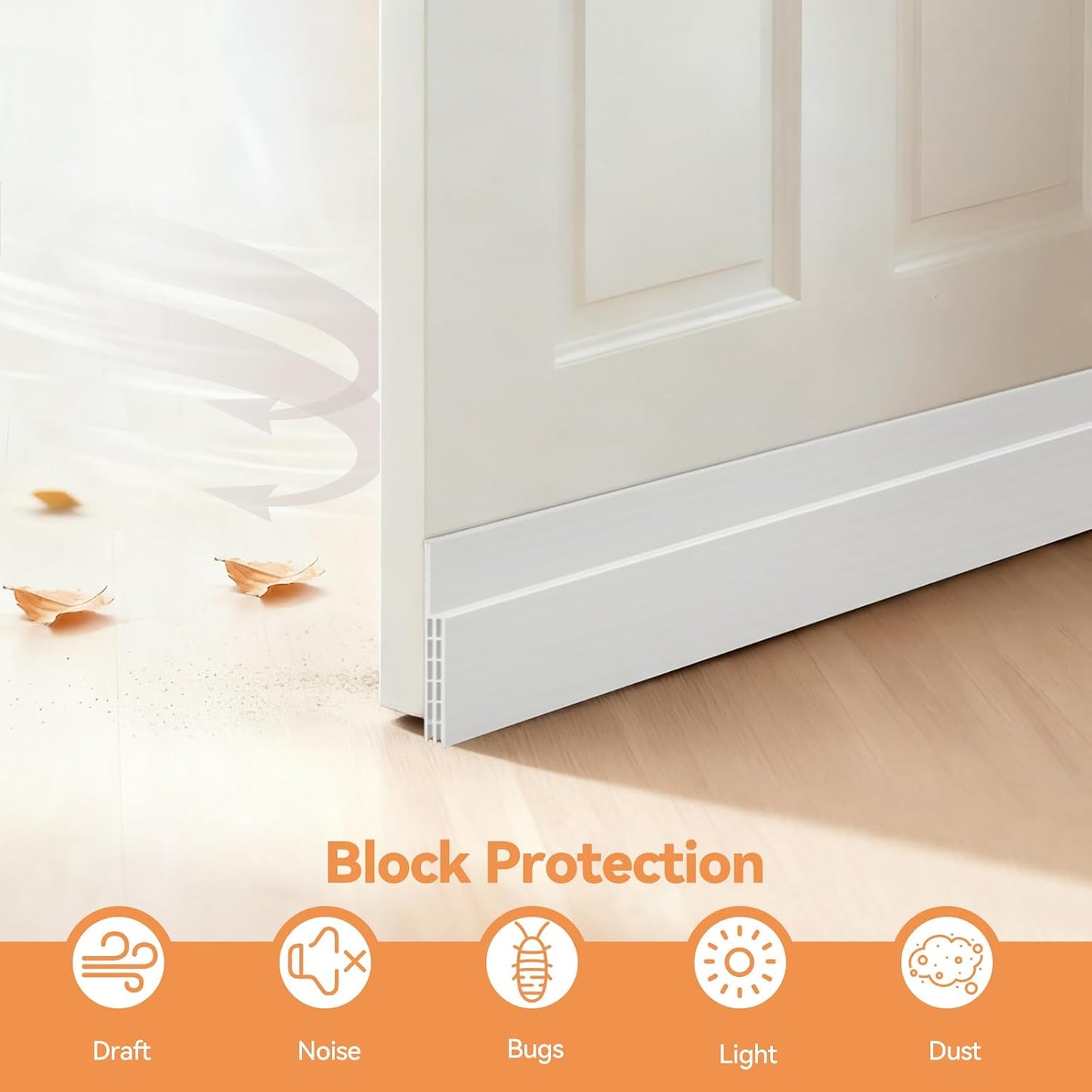 Ohuhu Door Draft Stopper, 1" Wide Adhesive Weather Stripping Seal, 39" | self-adhesive silicone, for interior exterior doors, 3-layer soundproof, save energy, blocks drafts, noise, light, dust, bugs