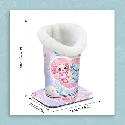 Plush Lined Eyeglasses Holder, Cute Magnetic PU Leather Glasses Stand Case for Women Men Kids