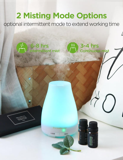 InnoGear Essential Oil Diffuser with Oils, 100ml Aromatherapy Diffuser with 6 Essential Oils Set, Aroma Cool Mist Humidifier Gift Set, Dark Wood Grain