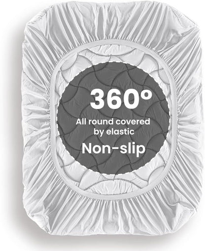 SLEEP ZONE Cooling Queen Mattress Topper, Premium Zoned Cool Mattress Pad Cover, Padded Mattress Protector Breathable Washable, Deep Pocket 8-21" (Grey, Queen)