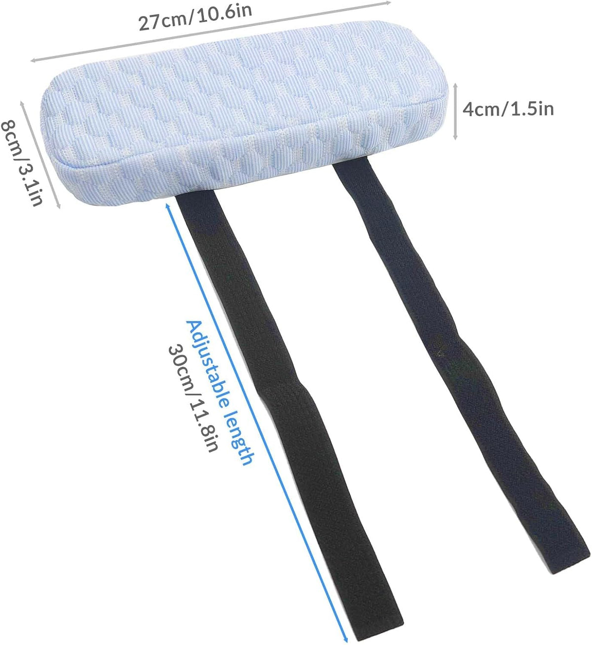 Daily Treasures 2Pcs Blue Cooling Fiber Fabric Chair Arm Rest Pads,Armrest Pads with Memory Foam and Cooling Gel Layer,Anti Slip,Adjustable Length and Removable Washable Arm Rest Pads for Office Chair
