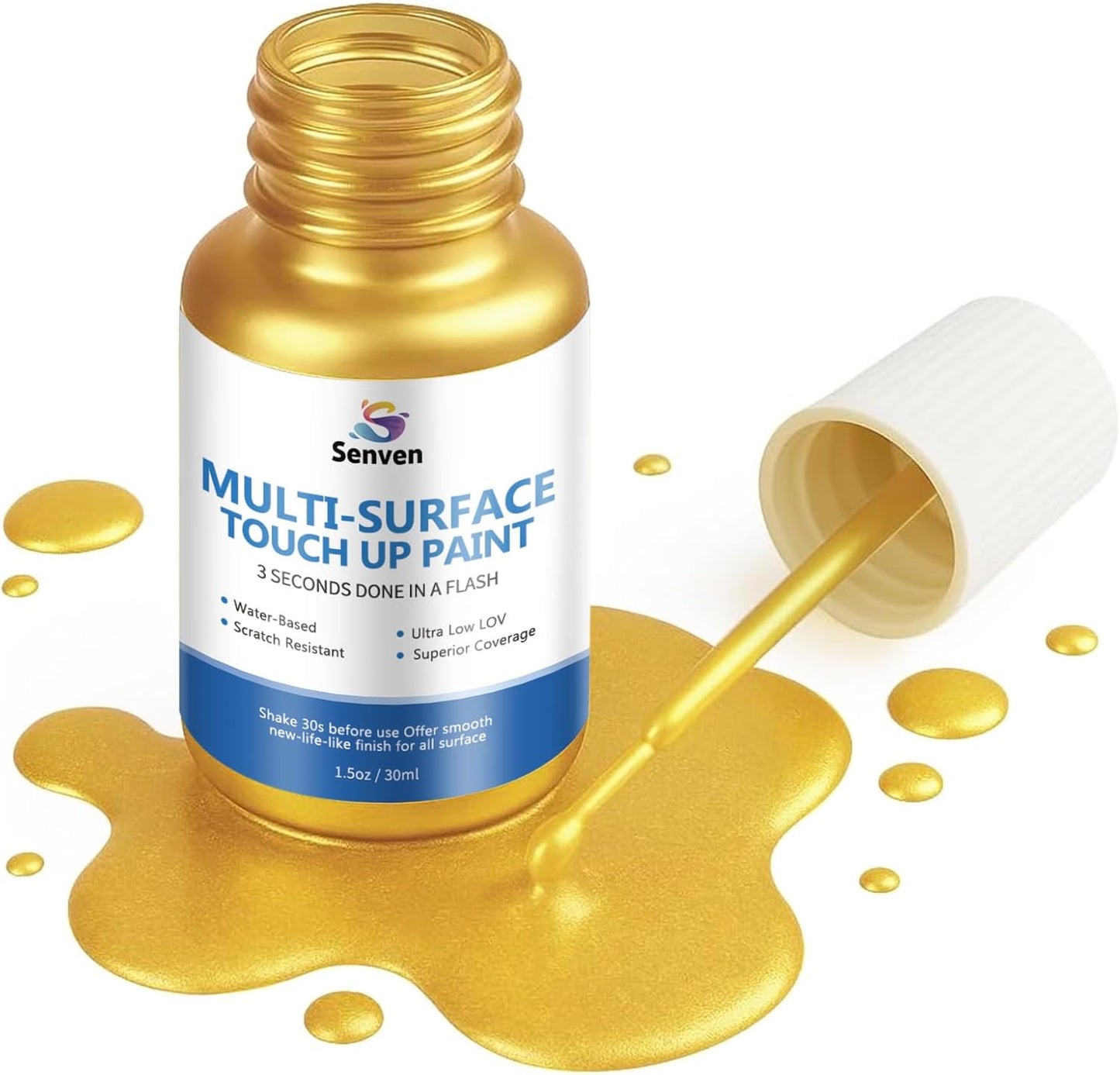 White Touch Up Paint High-Gloss Multi Surface Acrylic White Touch Up Paint Pen Scratch Repair for Metal,Walls,Cabinets,Appliances,Wood,Door,Furniture,Enamel 1.5 Fl Oz