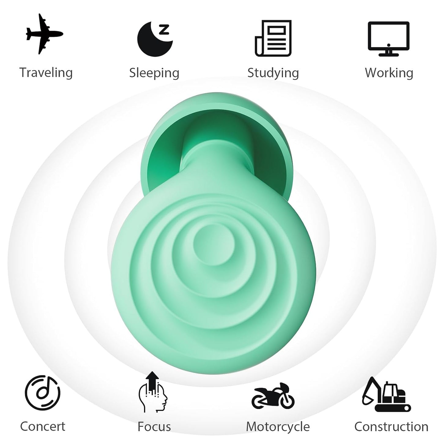 Yawsoy Ear Plugs for Sleeping Noise Cancelling, Reusable Soft Noise Reduction Earplugs for Sleep, Focus, Travel, Work, Motorcycle, Concert with 6 Silicone Ear Tips and 6 Foam Ear Tips - 25-35dB Black