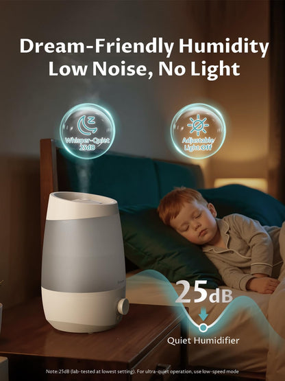 BREEZOME 2.5L Top Fill Humidifiers for Bedroom, 250ml/h Mist Output, 25hrs Humidifiers for Home, 7 Adjustable LED, Essential Oil Diffuser, 25dB Ultrasonic Humidifier for Baby and Indoor Plants, White | Ultrasonic Humidifiers for Home with 7 Adjustable