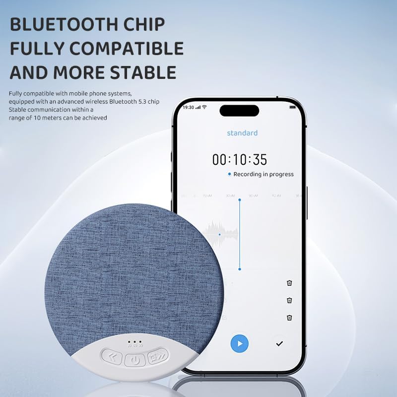 Bluetooth Pillow Speaker for Sleeping, Sleep Pillow Speaker with White Noise Timer Wireless, Mini Bone Conduction Sleep Aid with Stereo Bass, Private Sleep Headphones for Adult Kids (Blue)