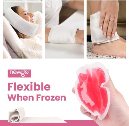 NEWGO Small Ice Packs for Injuries Reusable with Cloth Backing, 6 Packs | FSA Eligible, Round Hot and Cold Gel Pack, Flexible Cold Pack for Face, Toothache, Eyes Pain Relief