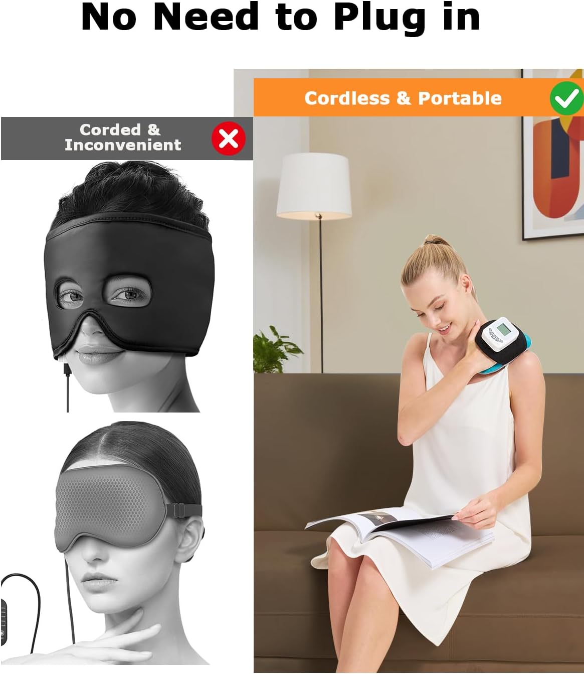 Cordless Leg Massager for Circulation and Pain Relief - 5000mAh Portable Heating Pad for Leg and Calf with 3-Level Vibration Massage, 104-140℉ Adjustable Temperature & 30/45/60 Min Timer