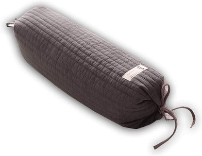Buckwheat Pillow for Sleeping 14''x21'' Neck Roll Pillow Provide Firm Support, Adjustable Loft Bolster Pillow Relieves Neck and Shoulder Pain (Light Grey)
