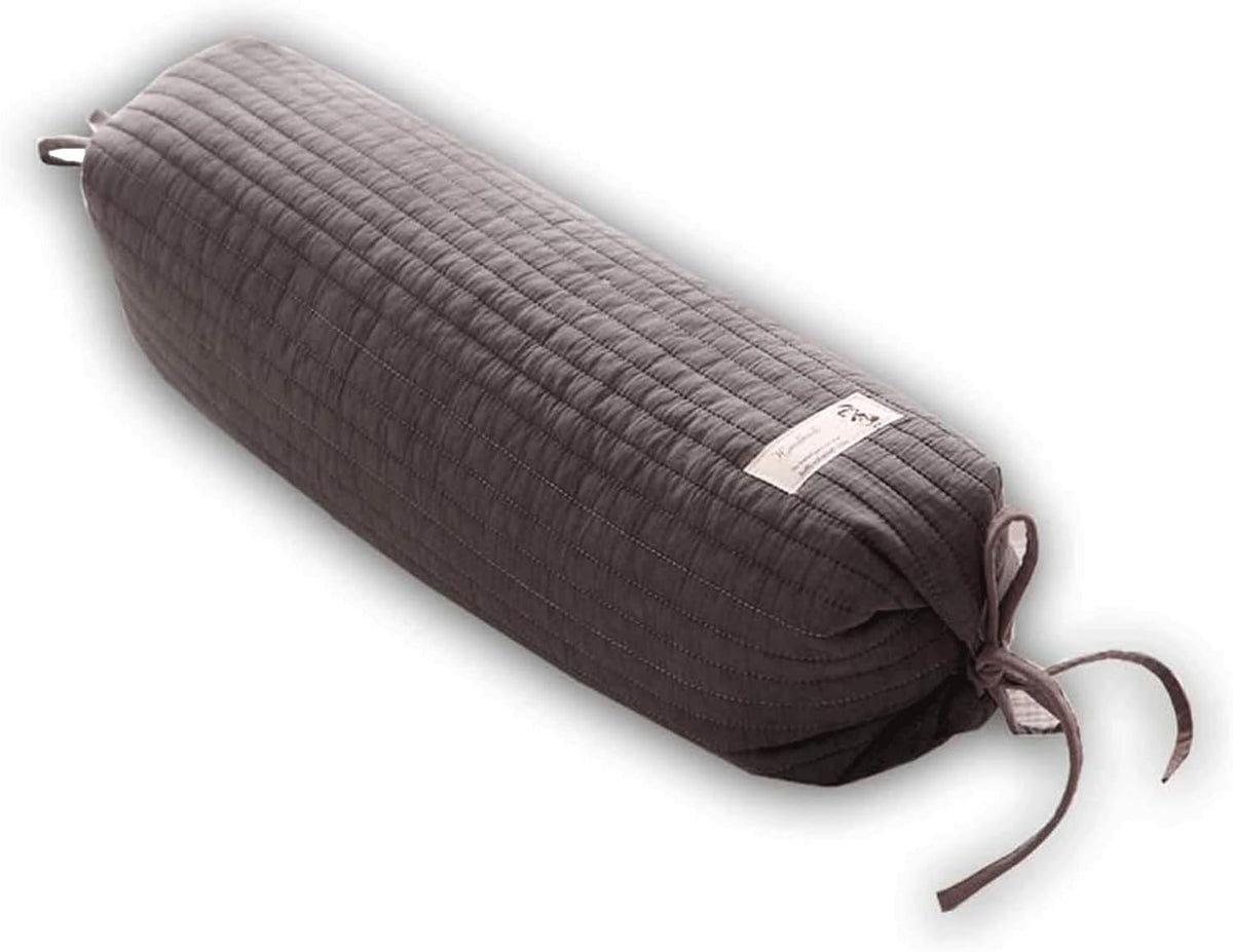 Buckwheat Pillow for Sleeping 14''x21'' Neck Roll Pillow Provide Firm Support, Adjustable Loft Bolster Pillow Relieves Neck and Shoulder Pain (Light Grey)