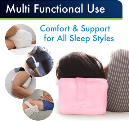 Sports Medica Doctor Developed Knee Pillow for Side Sleepers - Washable Cover Memory Foam Leg Pillow for Side Sleeping - Between Knee Hip Cushion