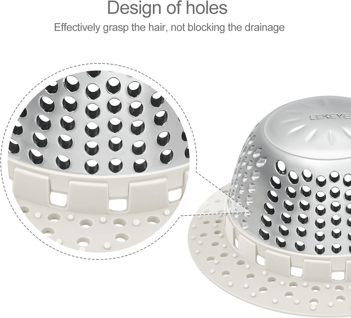 LEKEYE Drain Hair Catcher/Bathtub Drain Cover/Drain Protector for Pop-Up & Regular Drains(Patented Product)