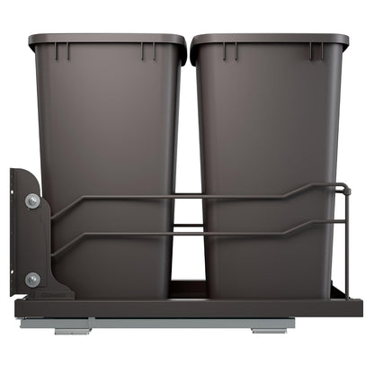Rev-A-Shelf Double Pullout Trash Can w/Soft-Close Slides, 14.5" Min Opening | Large Capacity Garbage/ Recycling Waste Bins for Under Kitchen Cabinets, Heavy Gauge Wire Construction, 53WC-1835SCDM-211